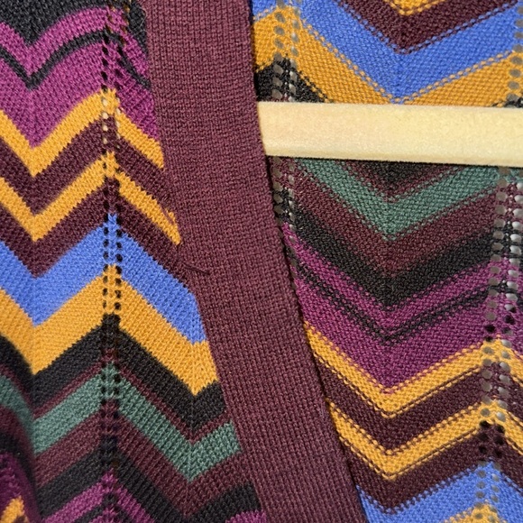 Womens ModCloth 1X Multi Stripe Jewel Tone Knot Long Sleeve V Neck Sweater - Picture 6 of 6